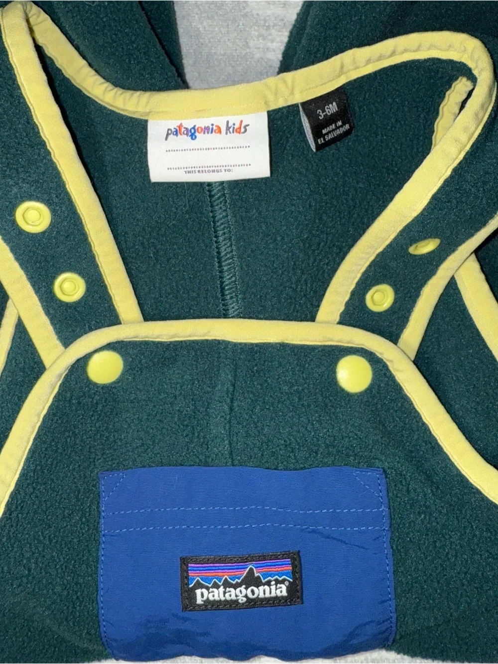 Vintage Baby Synch Patagonia Dark Green Fleece Overalls